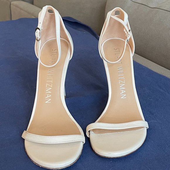 Stuart Weizman Nudistsong Strap Sandal (Size 7 - White - Leather) - Picture 2 of 9